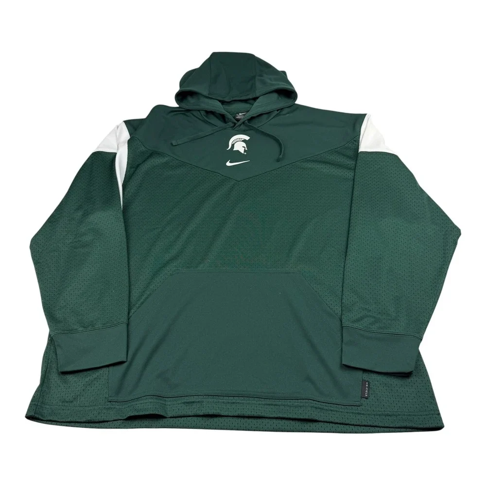 Nike Michigan State Spartans Men XXL Green On-Field Sideline‎ Hoodie DC5988-330